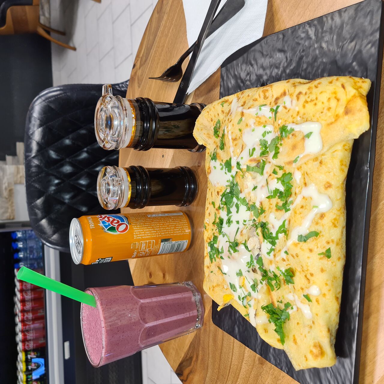 Crêpes au poulet œuf fromage champignons
