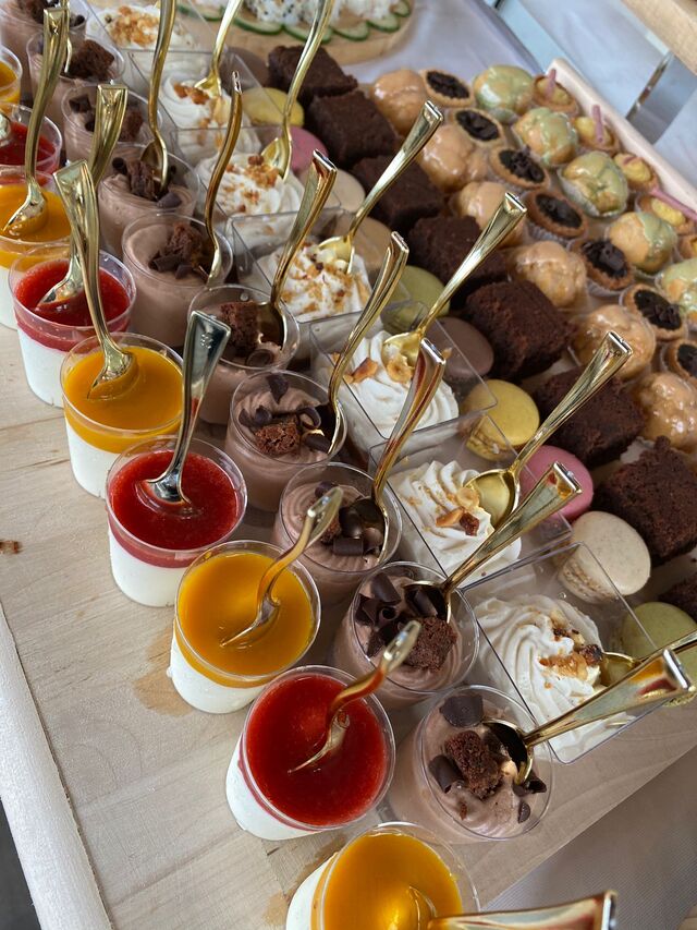 panna cotta, verrine nutella brownies , brownies, chou vanille ,chou pistache