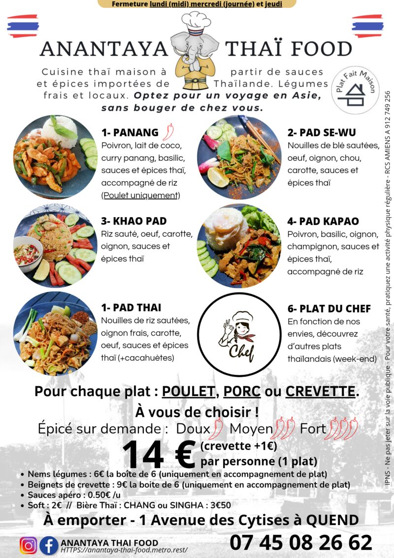MENU à emporter