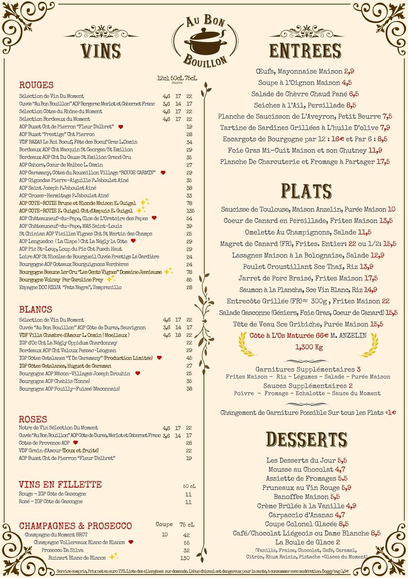 CARTE AU BON BOUILLON RECTO