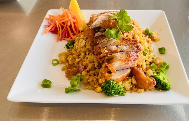 Gebratener Reis mit Gemüse & Ente