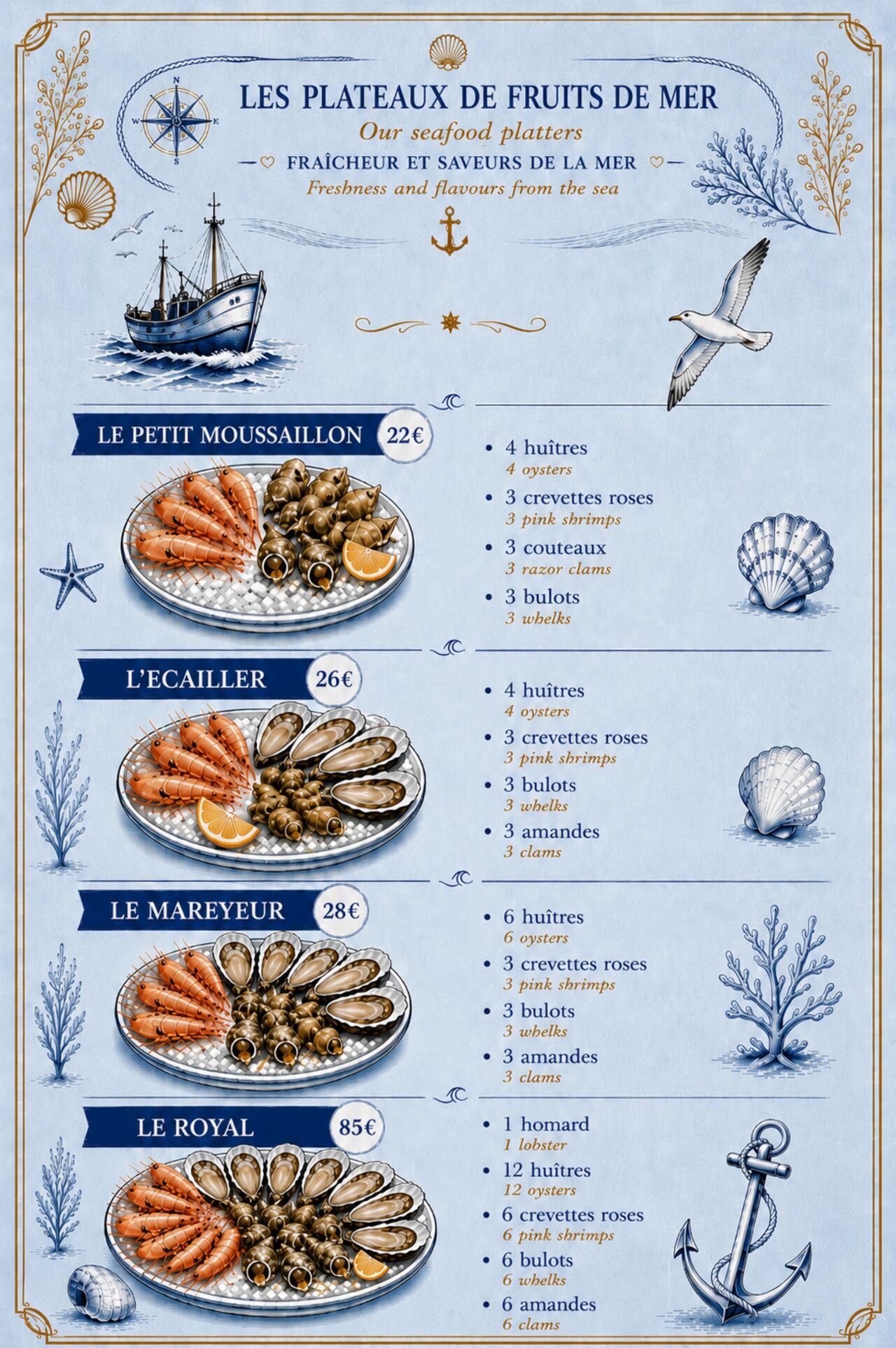 Nos plateaux de fruits de mer