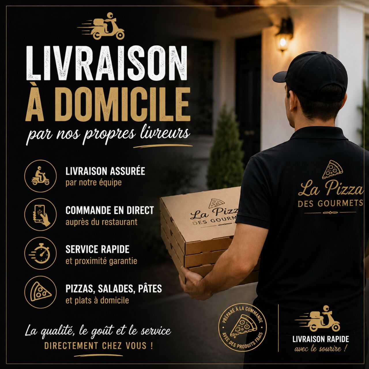 🛵 Livraison à domicile par La Pizza des Gourmets