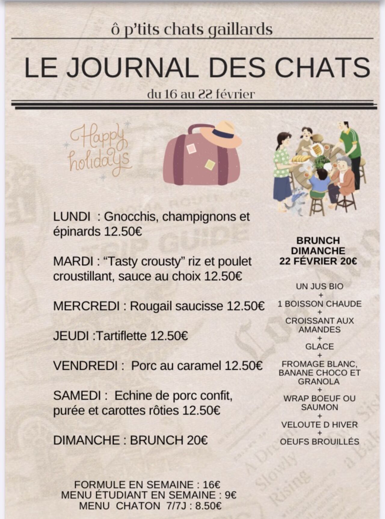 Menu du 16 au 22 février