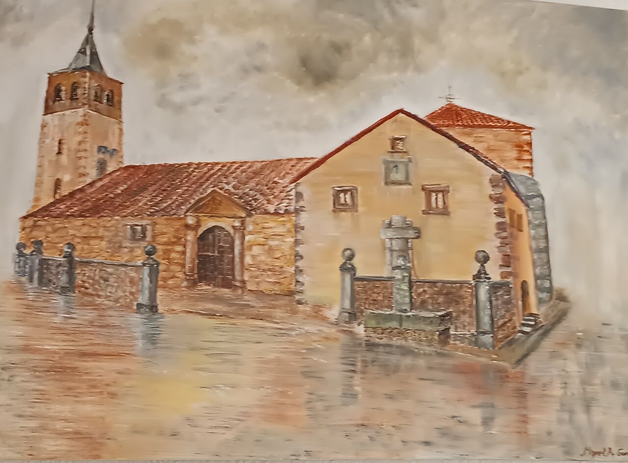 Pintura al oleo en restaurante