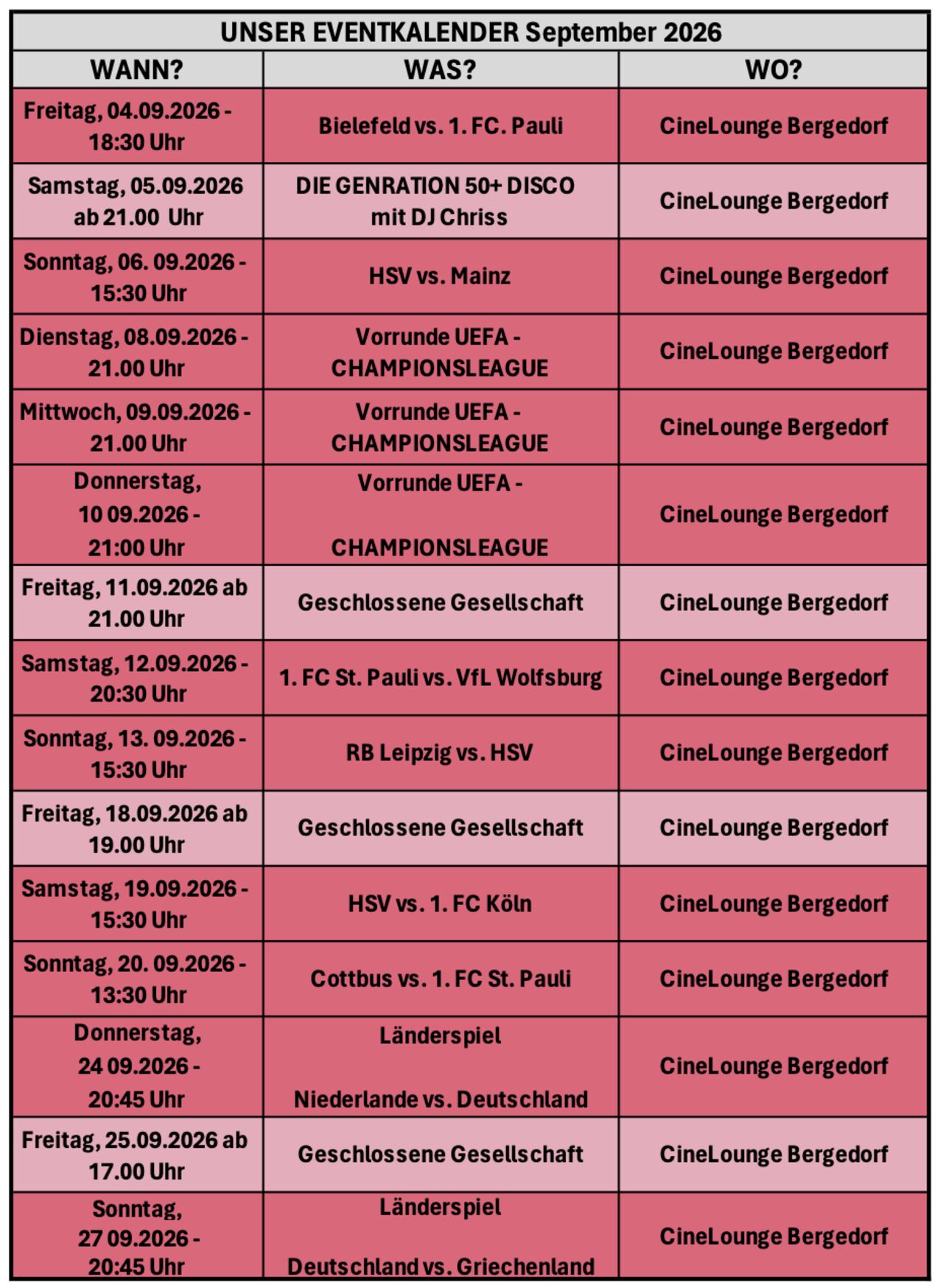 Unsere Events im September 2026