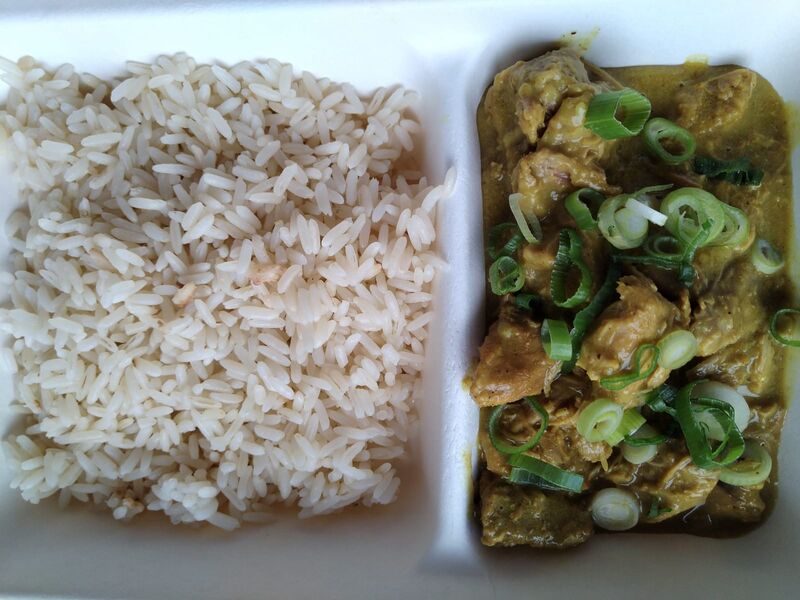 sauté de porc au curry Madras et lait de coco, riz