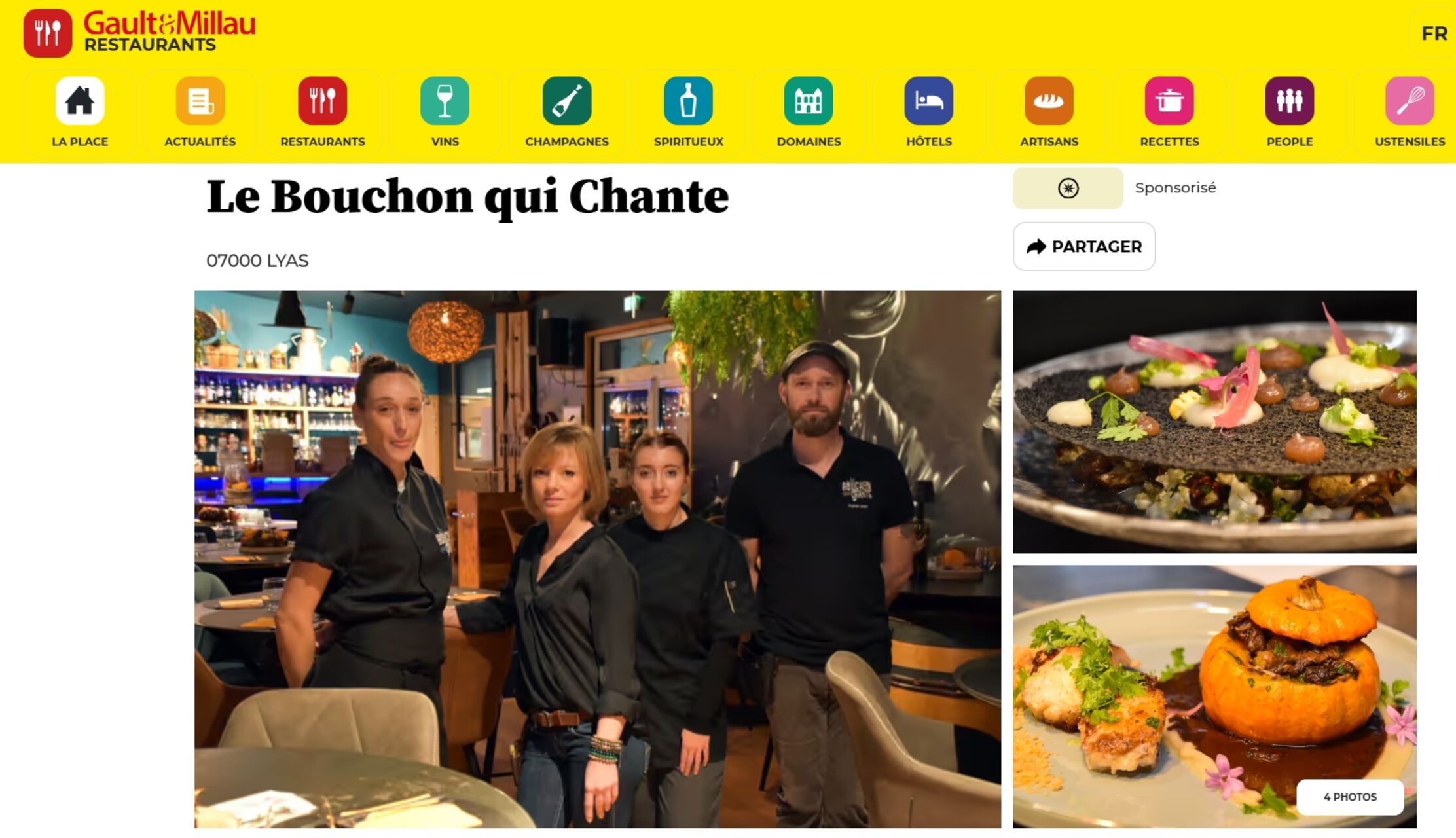 Entrée au Gault et Millau