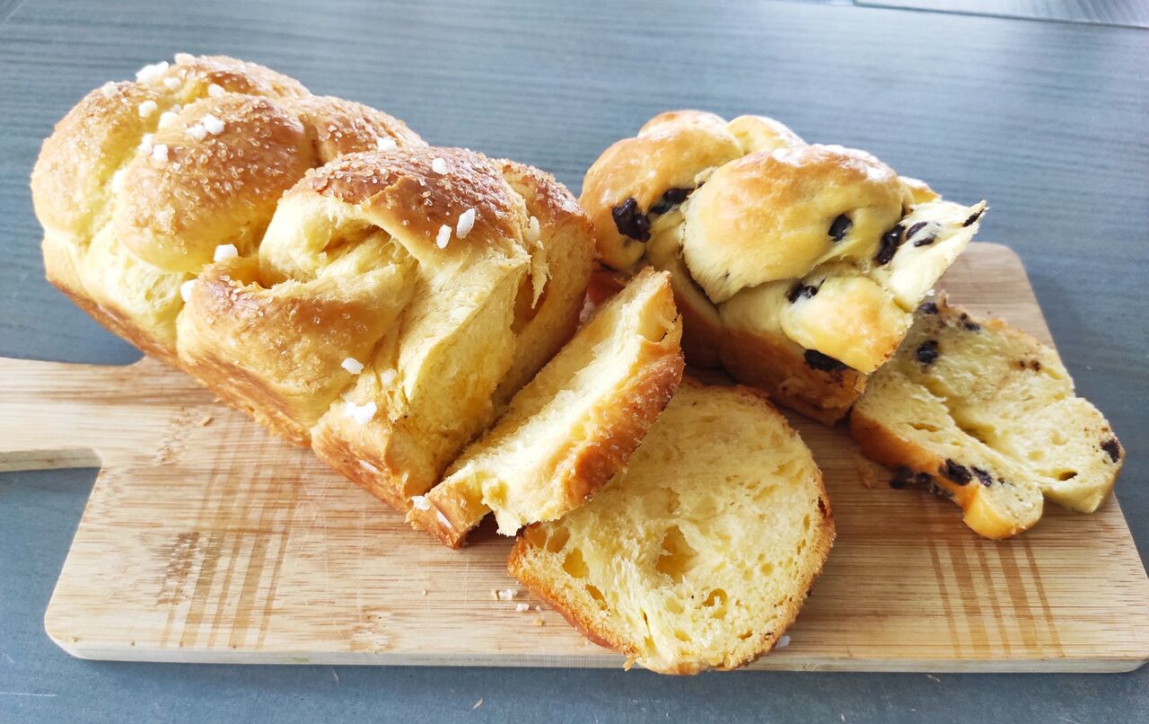 Brioche nature 5 € ou pépites de chocolat 6 €