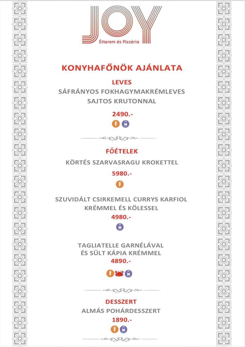 KONYHAFŐNÖK AJÁNLATA