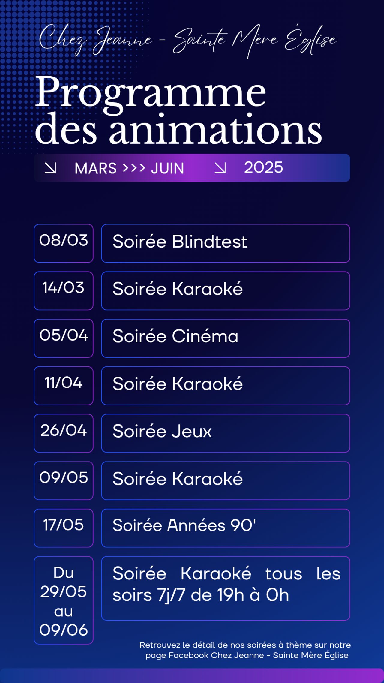 Programme d'animations