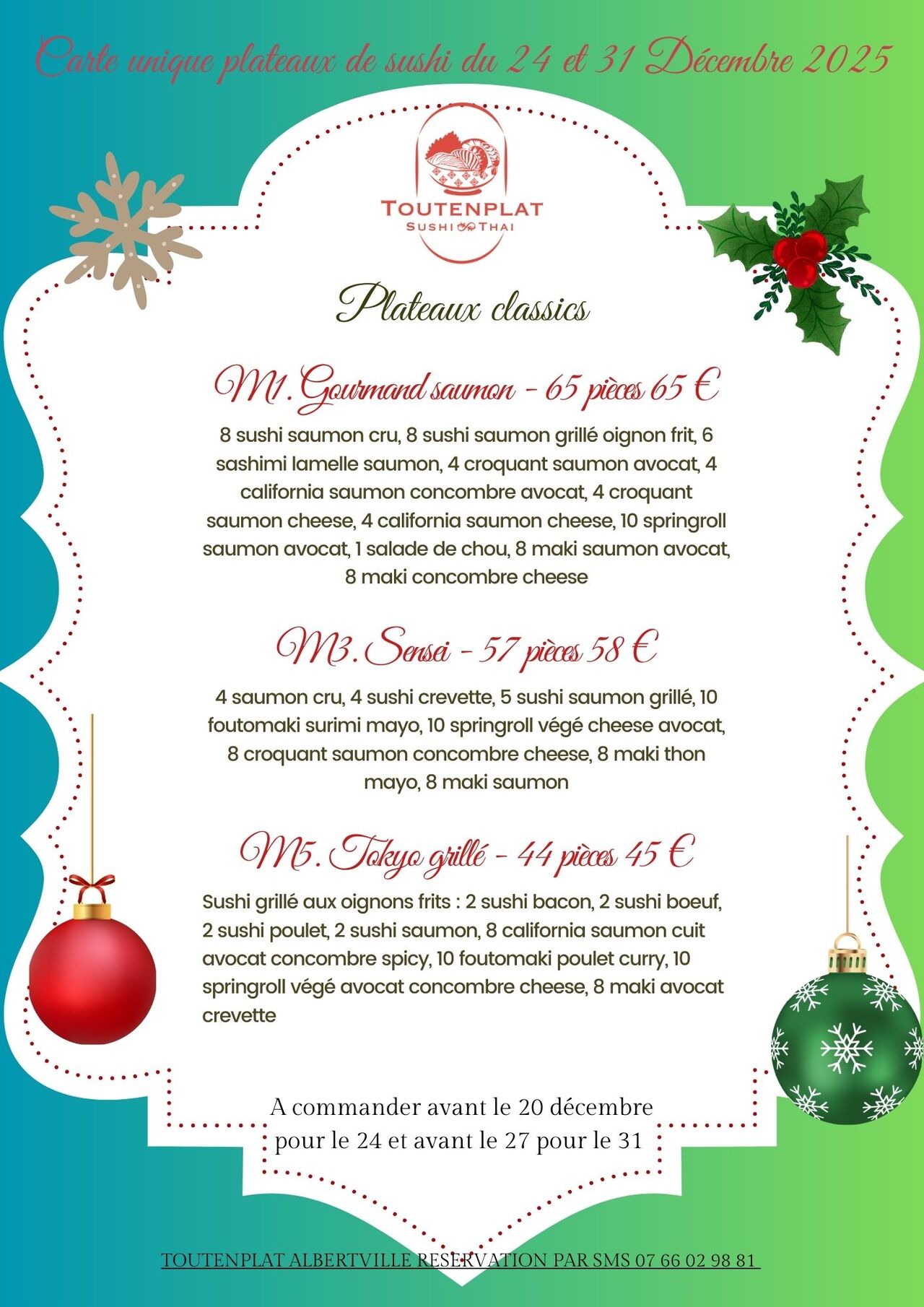 carte plateaux sushi classic et nouvel an 2025