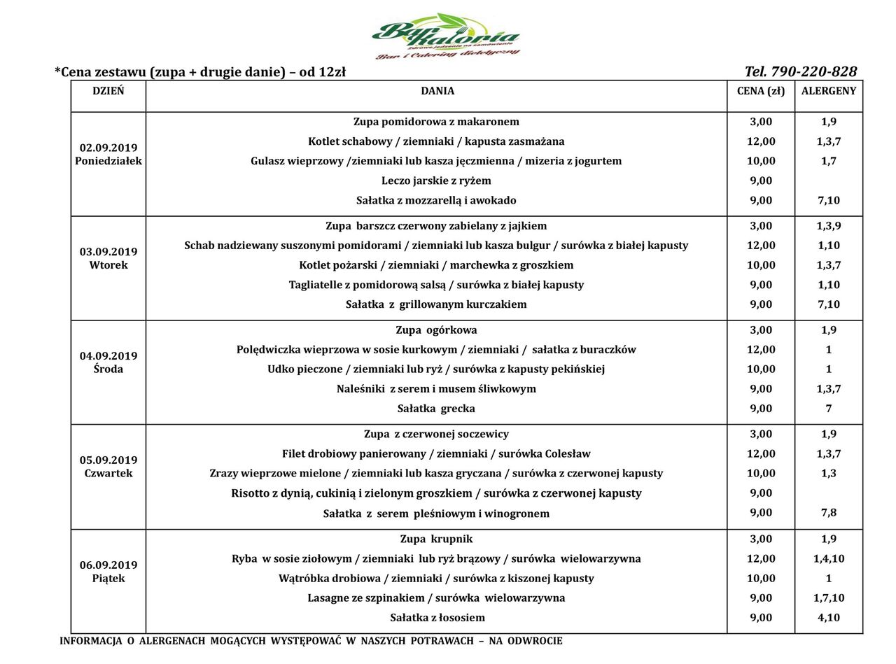 Menu na obecny tydzień