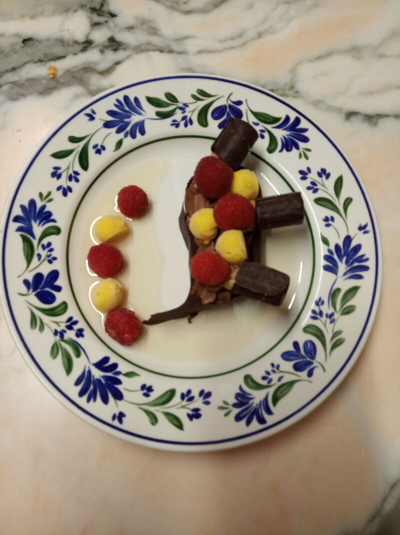 L'arme au chocolat praliné,sirop framboise/passion