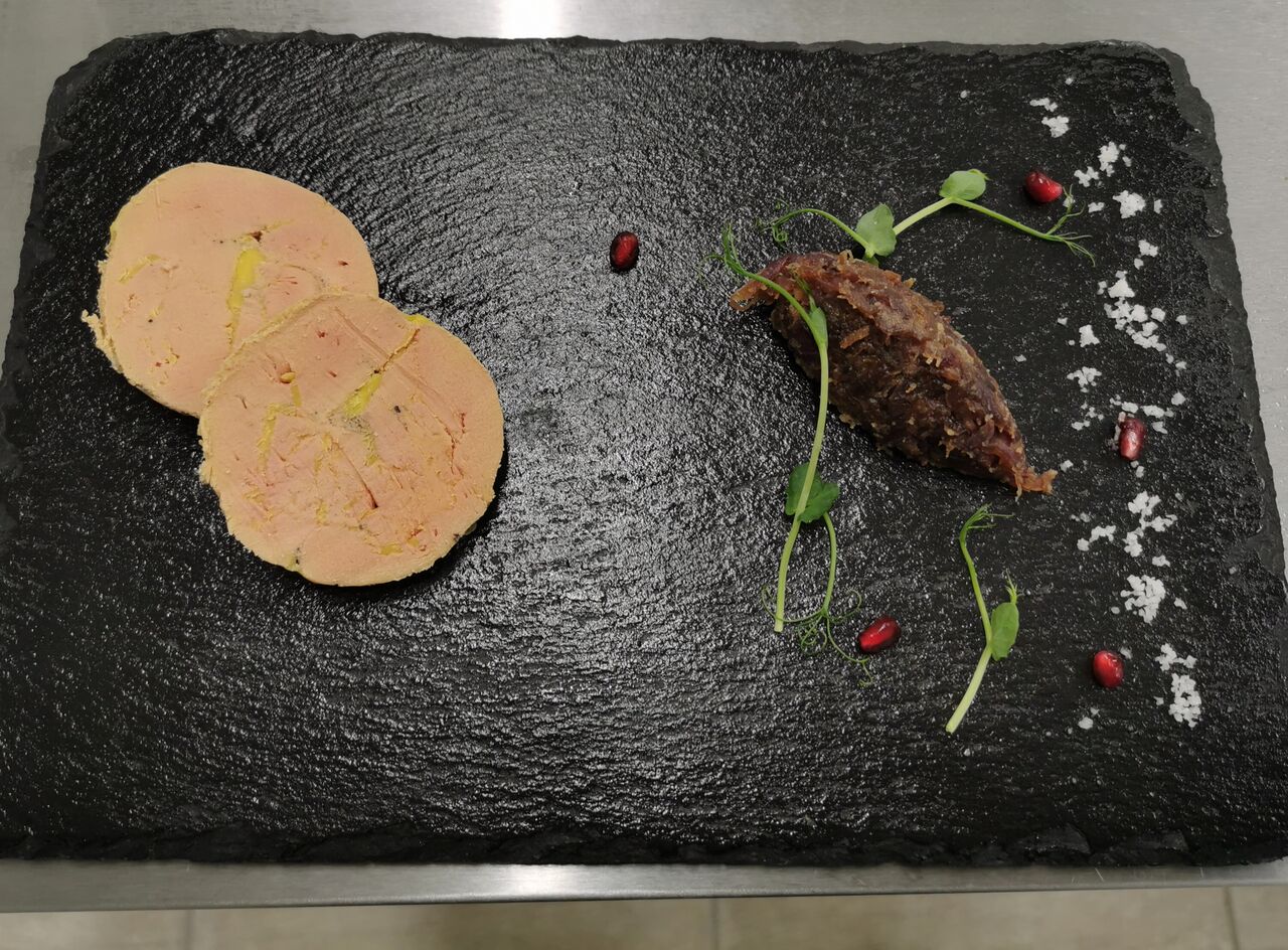 Foie gras, Compotée d'oignons rouges au miel d'Ayron 