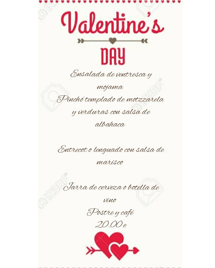 Menu de san valentin,reserva mesa ya!!