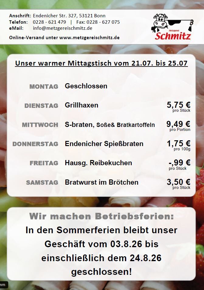 Unser Mittagstisch für diese Woche: