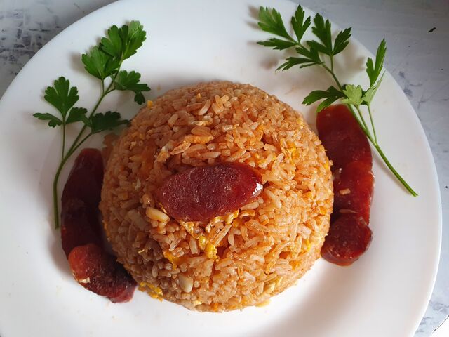 Riz Khmer saucisses
