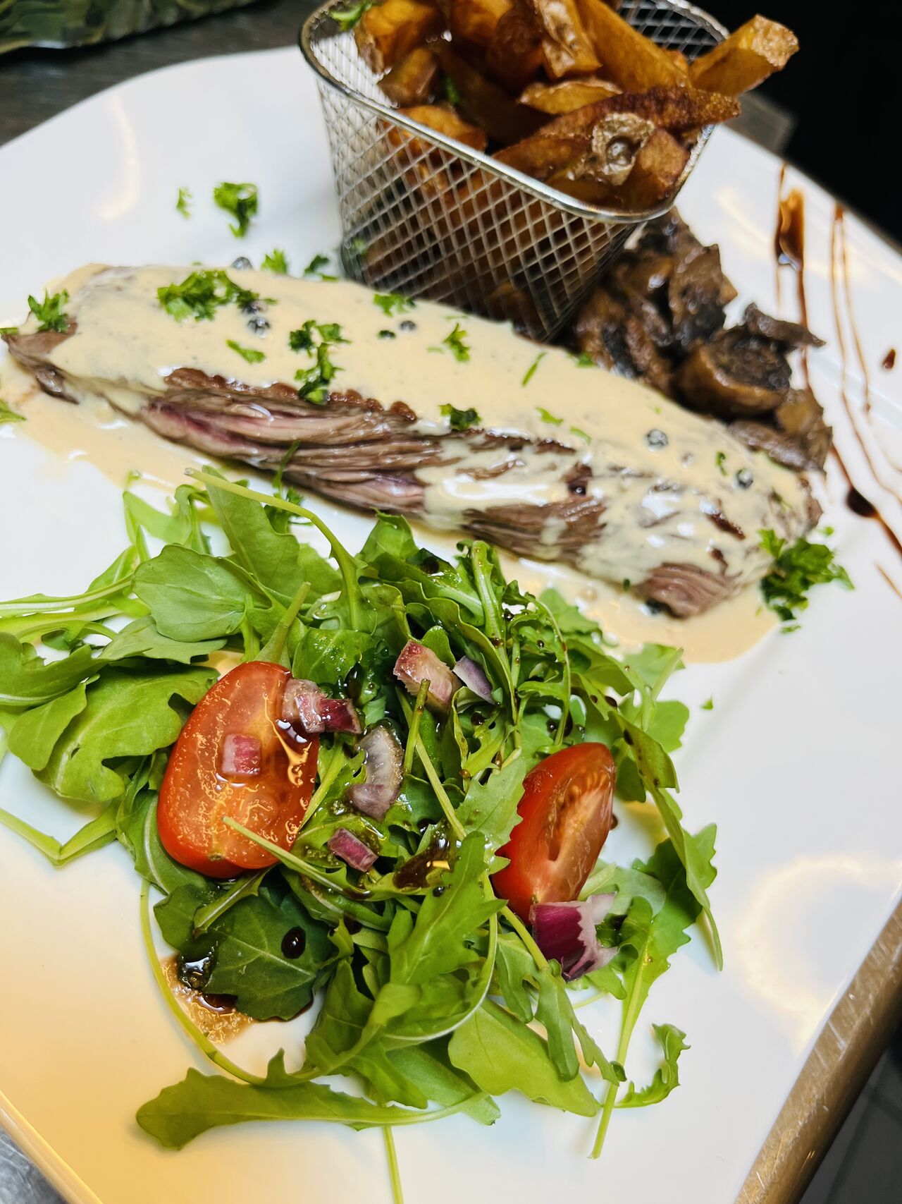 Bavette sauce aux 3 poivres