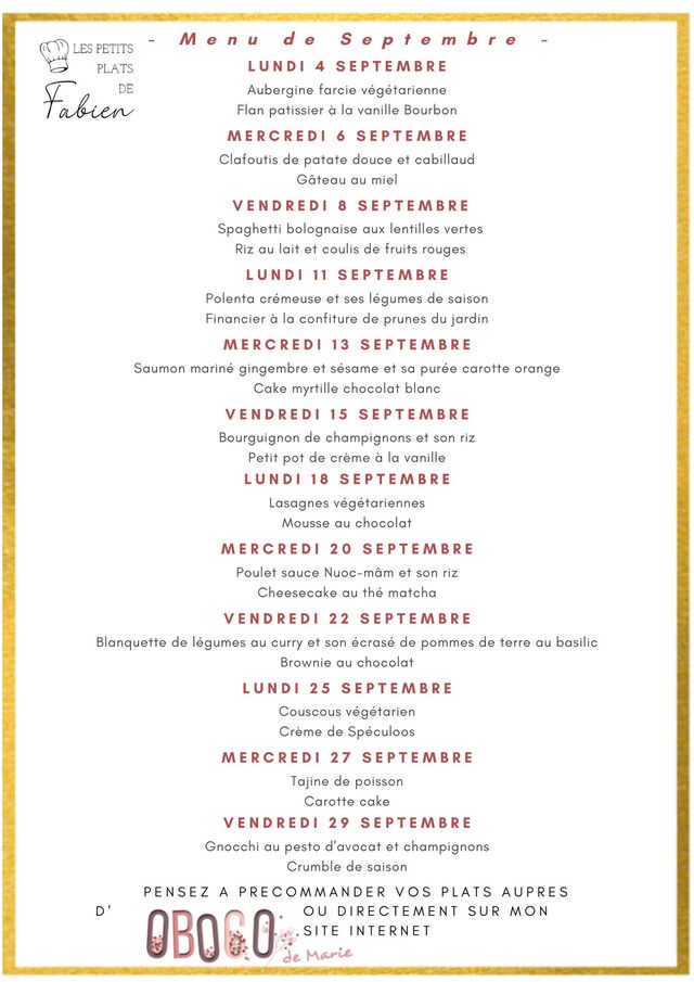 Menu de Septembre