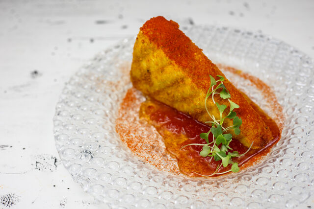 🧀 Queso brie, dulce de tomate y tomate en polvo 🍅