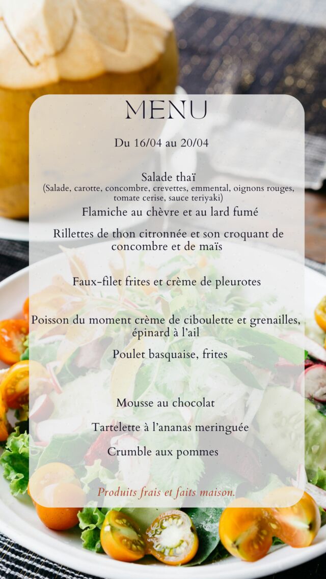 Menu du 16/04 au 20/04