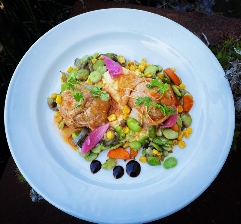 Paupiettes de veau, polenta & légumes