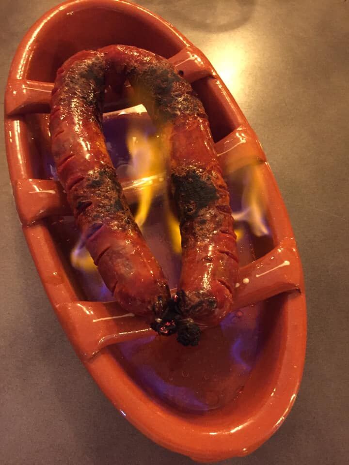 Chorizo Flambé à L'aguardente 