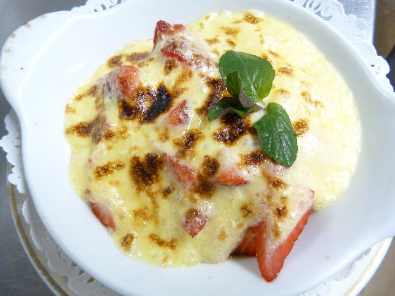 Gratin de fraises ,sabayon au crémant