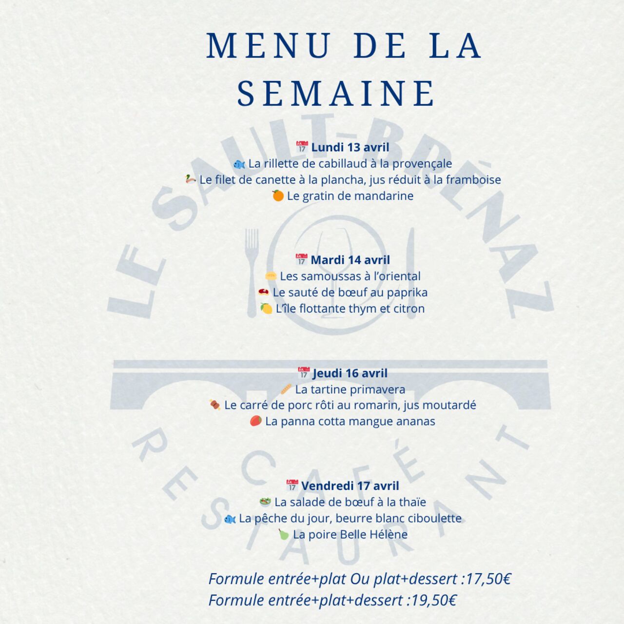 Menu de la semaine