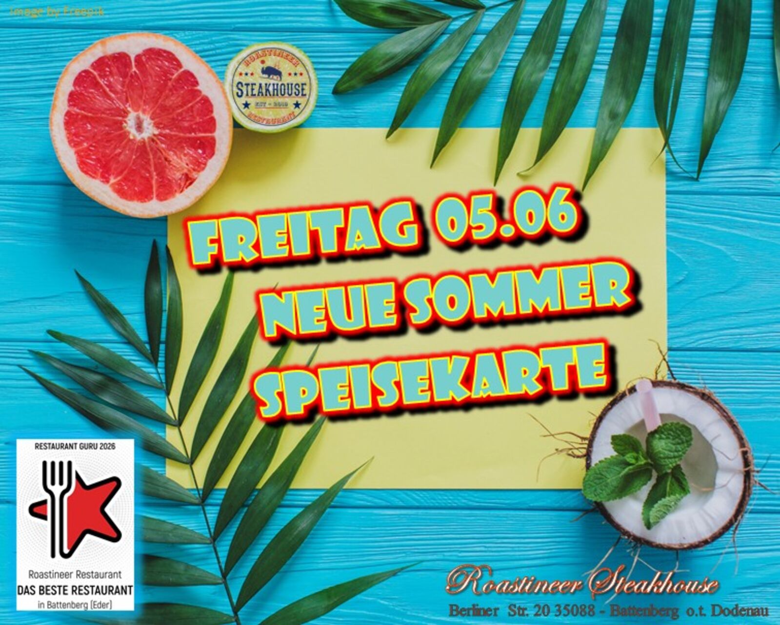 Neue Sommer Speisekarte