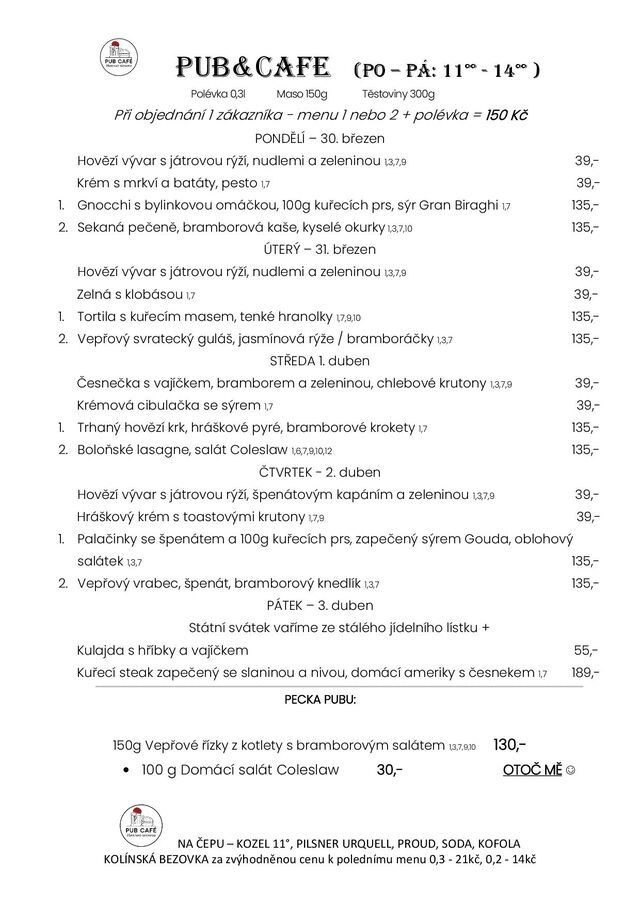 Denní menu od 30. březen