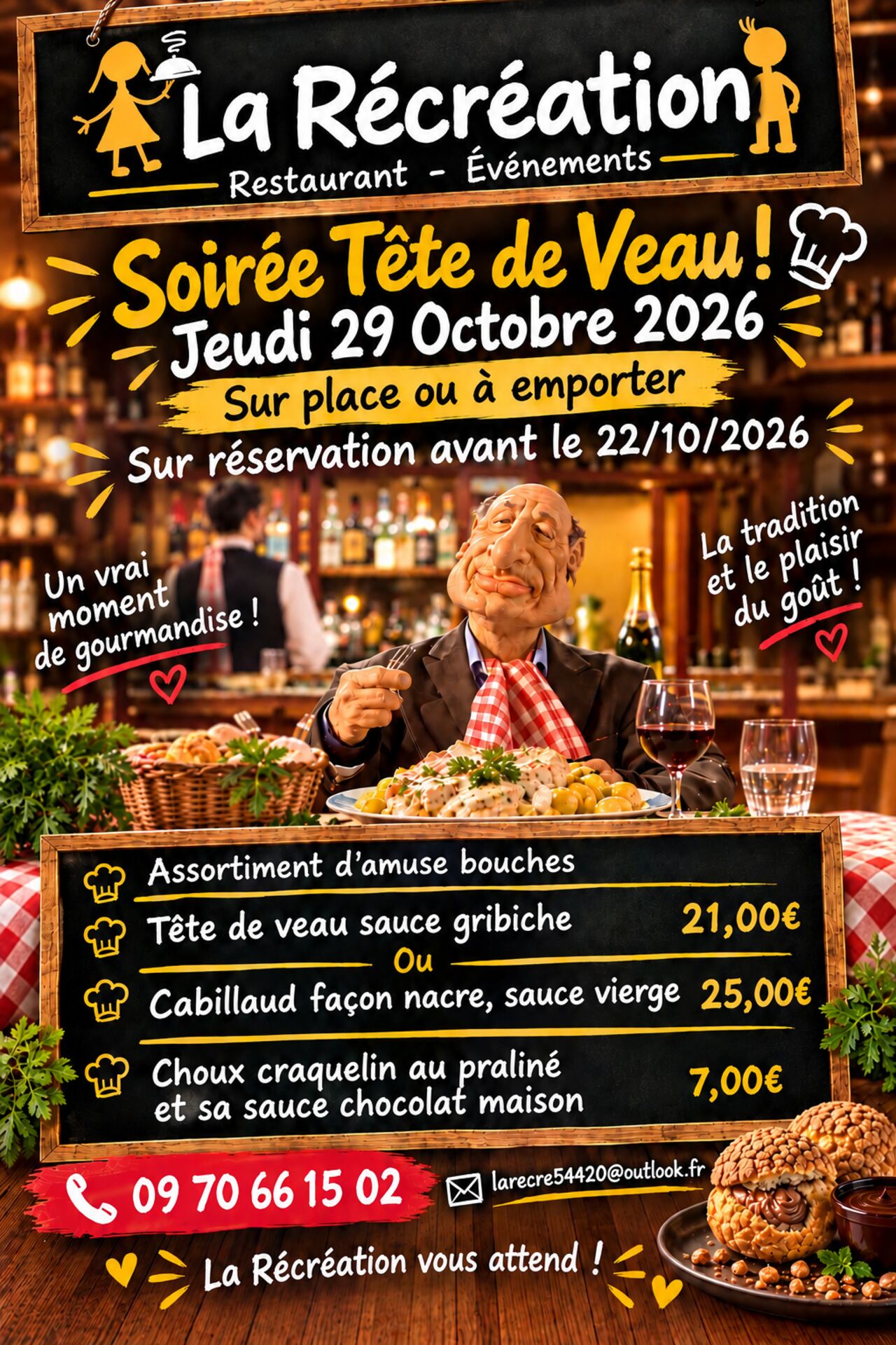 SOIREE TETE DE VEAU JEUDI 29/10/2026