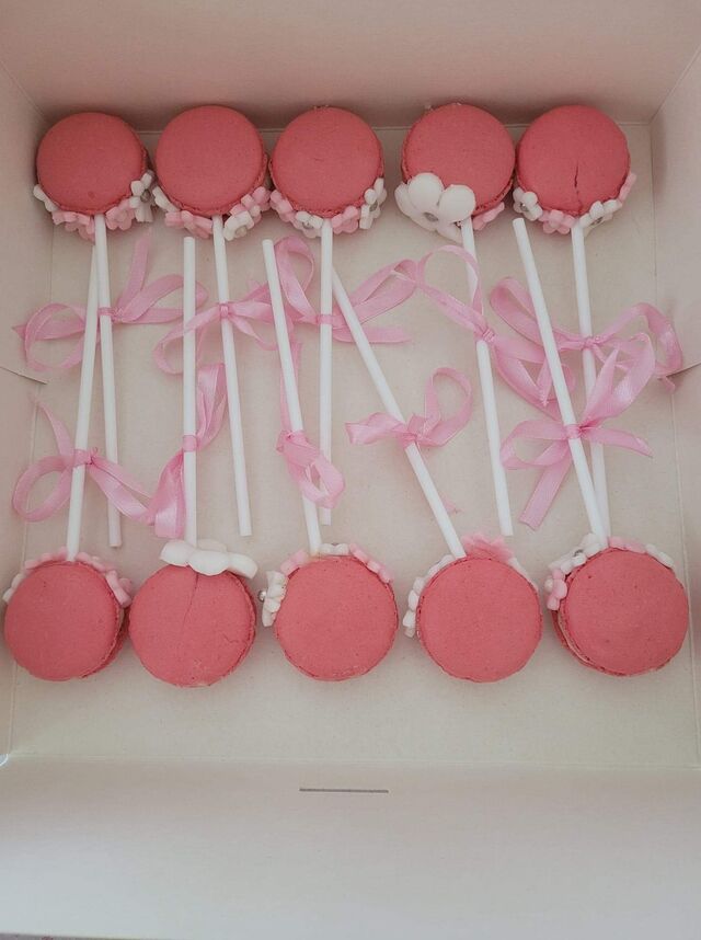 Sucette macaron ganache montée chocolat blanc vanille 