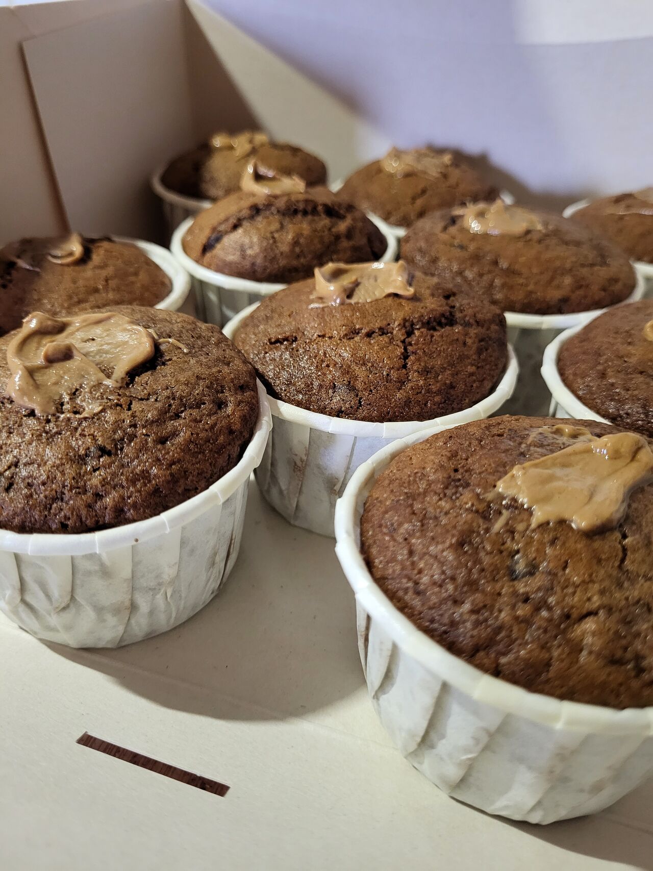 Muffins chocolat coeur coulant praliné