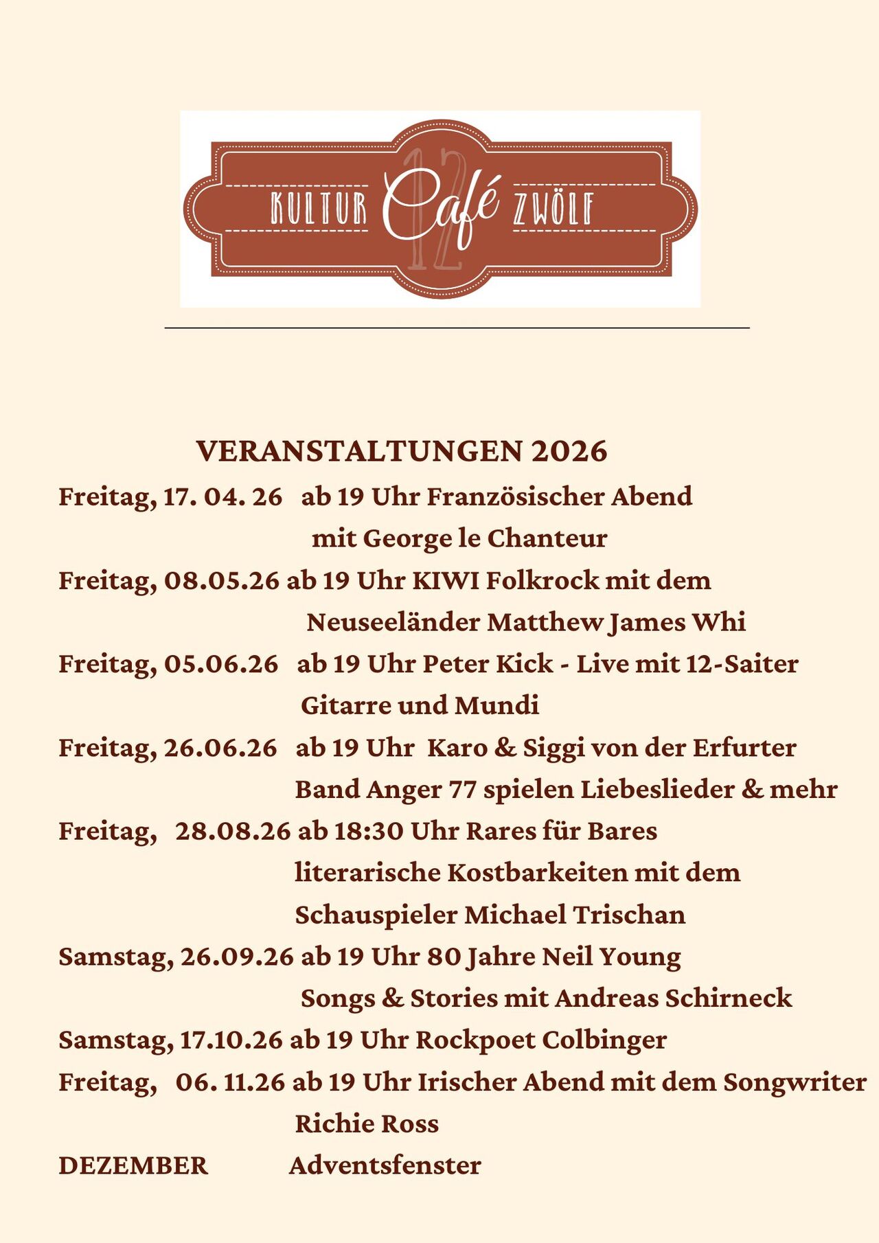 Unsere Veranstaltungen 2026