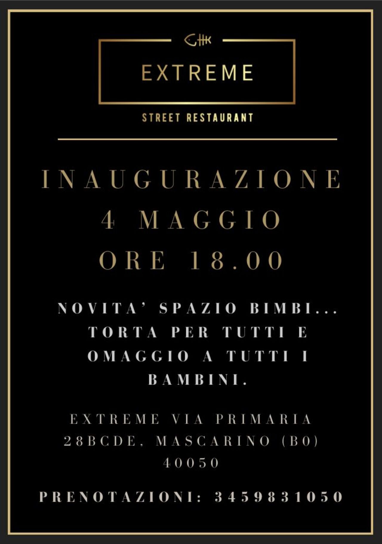 INAUGURAZIONE 4 MAGGIO ORE 18.00