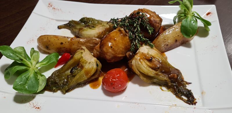 Suprême de pintade, farce fine