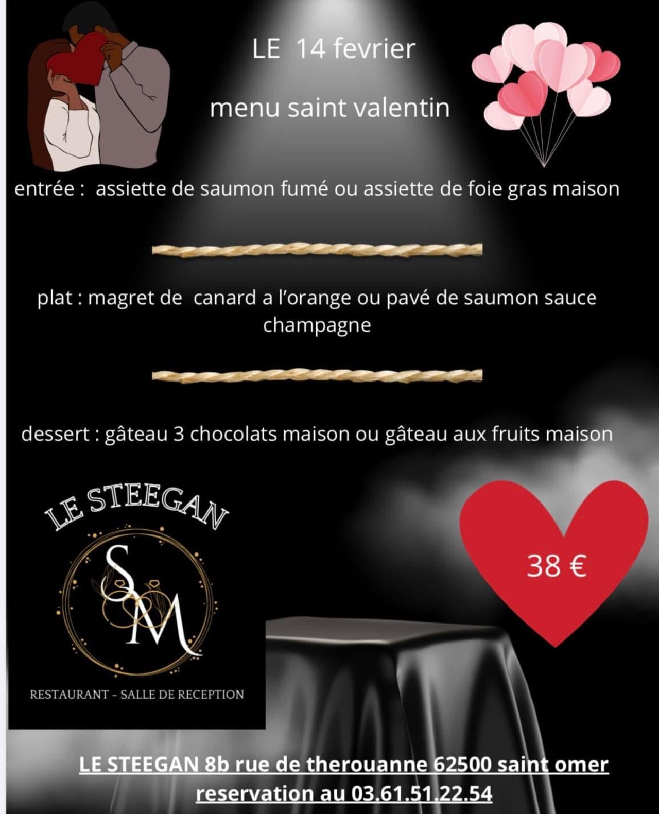 Menu st Valentin 14 février