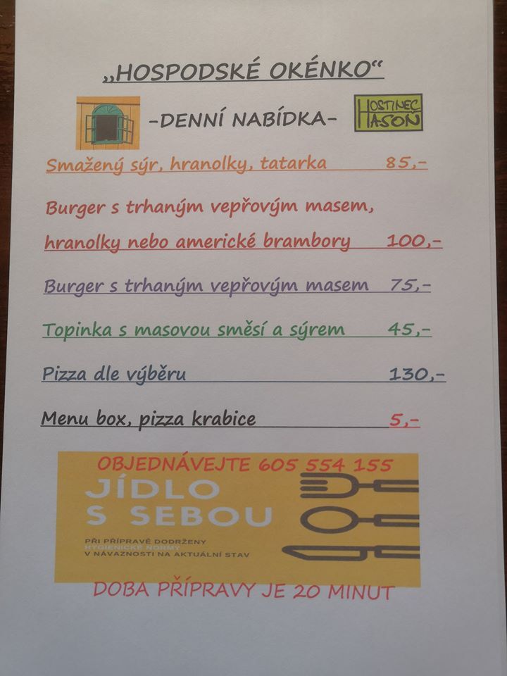 Otevřeno každý týden (po dobu NOUZOVÉHO STAVU) od čtvrtka do neděle 14 - 20 hod.