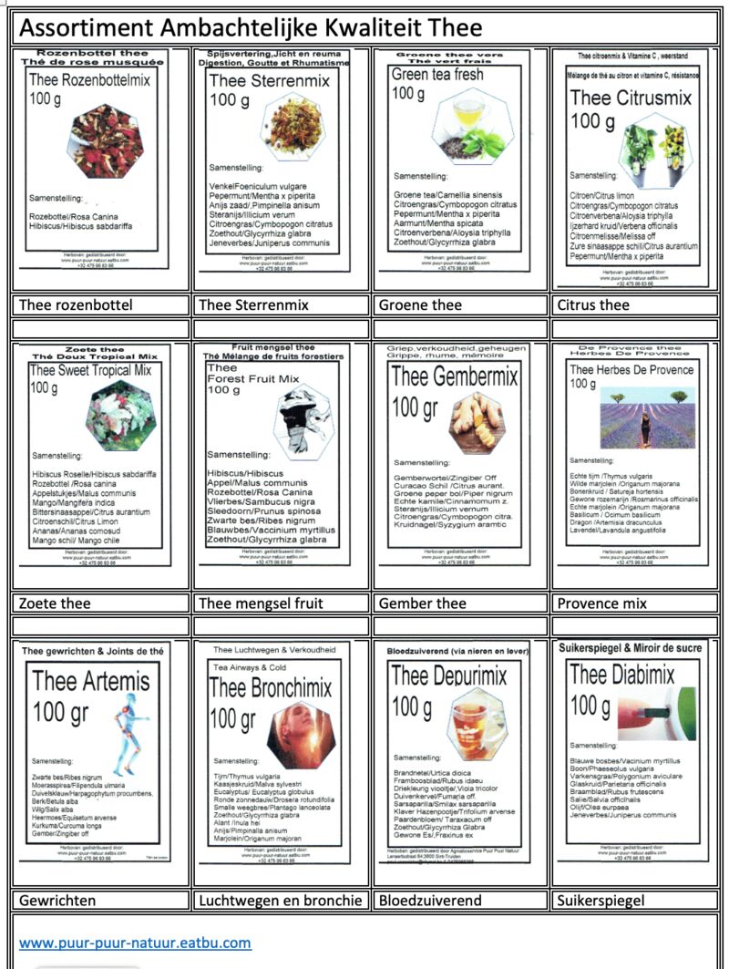 Assortiment Ambachtelijke Kwaliteit Thee ( deel 1)