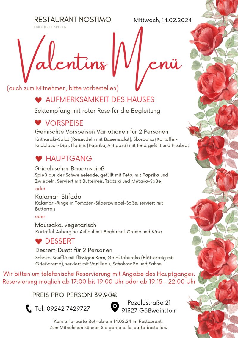 Menü zum Valentinstag 