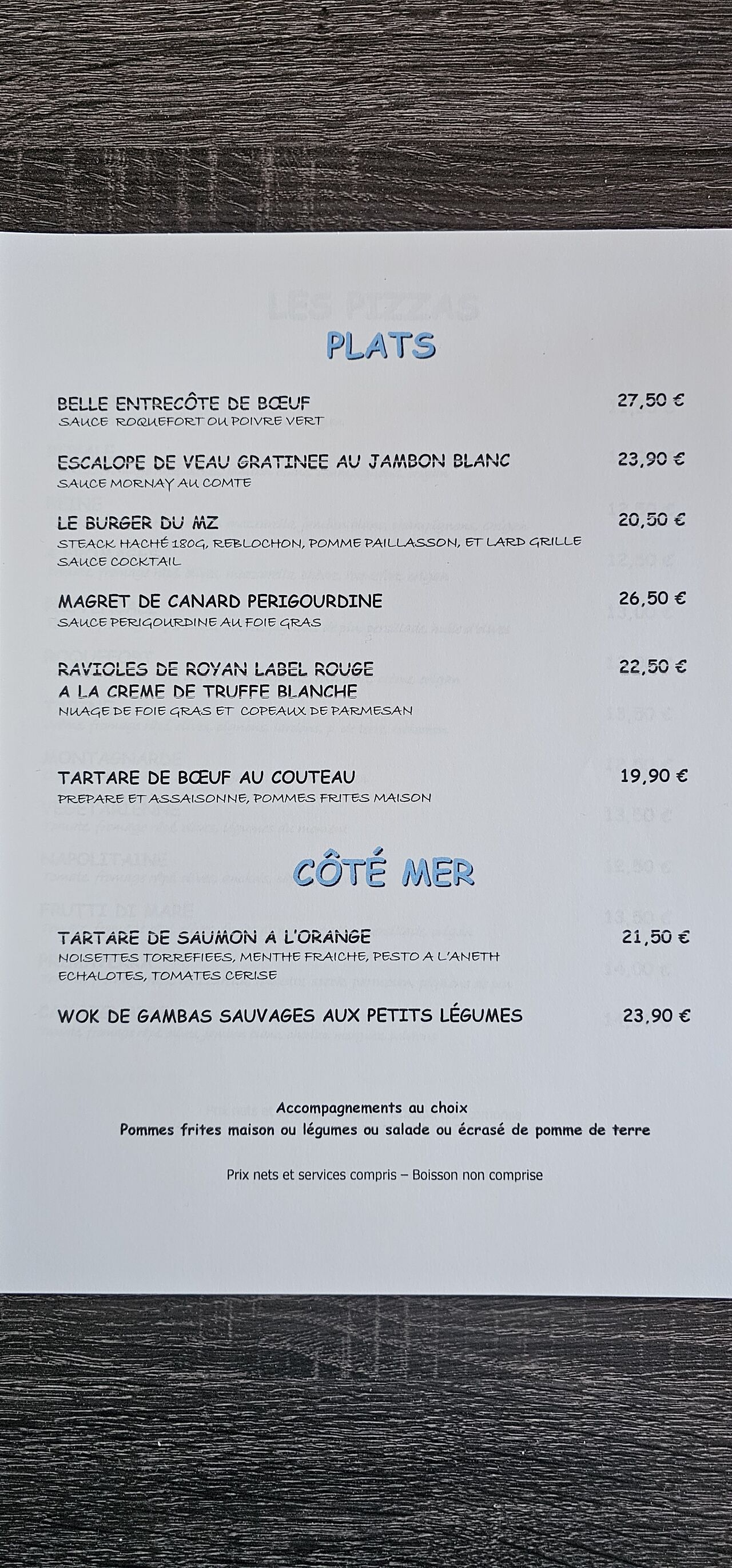 Nos plats maison 