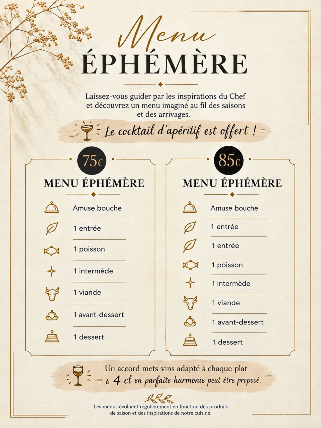 Menu Ephémère