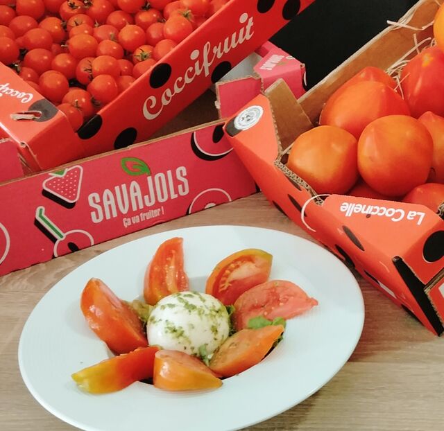 Tomates cœur de Bœuf (locales) et mozzarella Di Bufala AOP