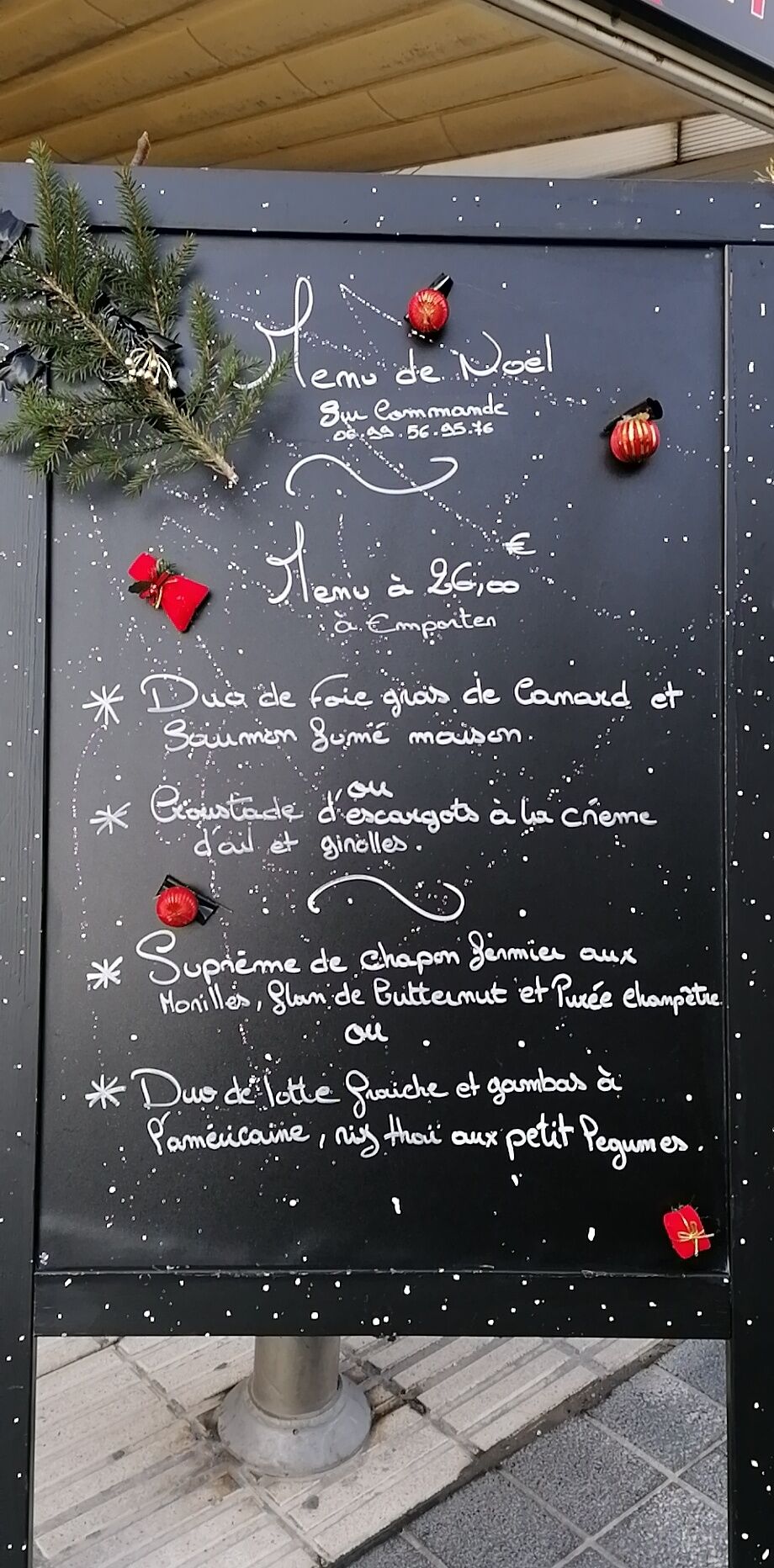 Menu à 26 € à réserver avant le 23 décembre 2019