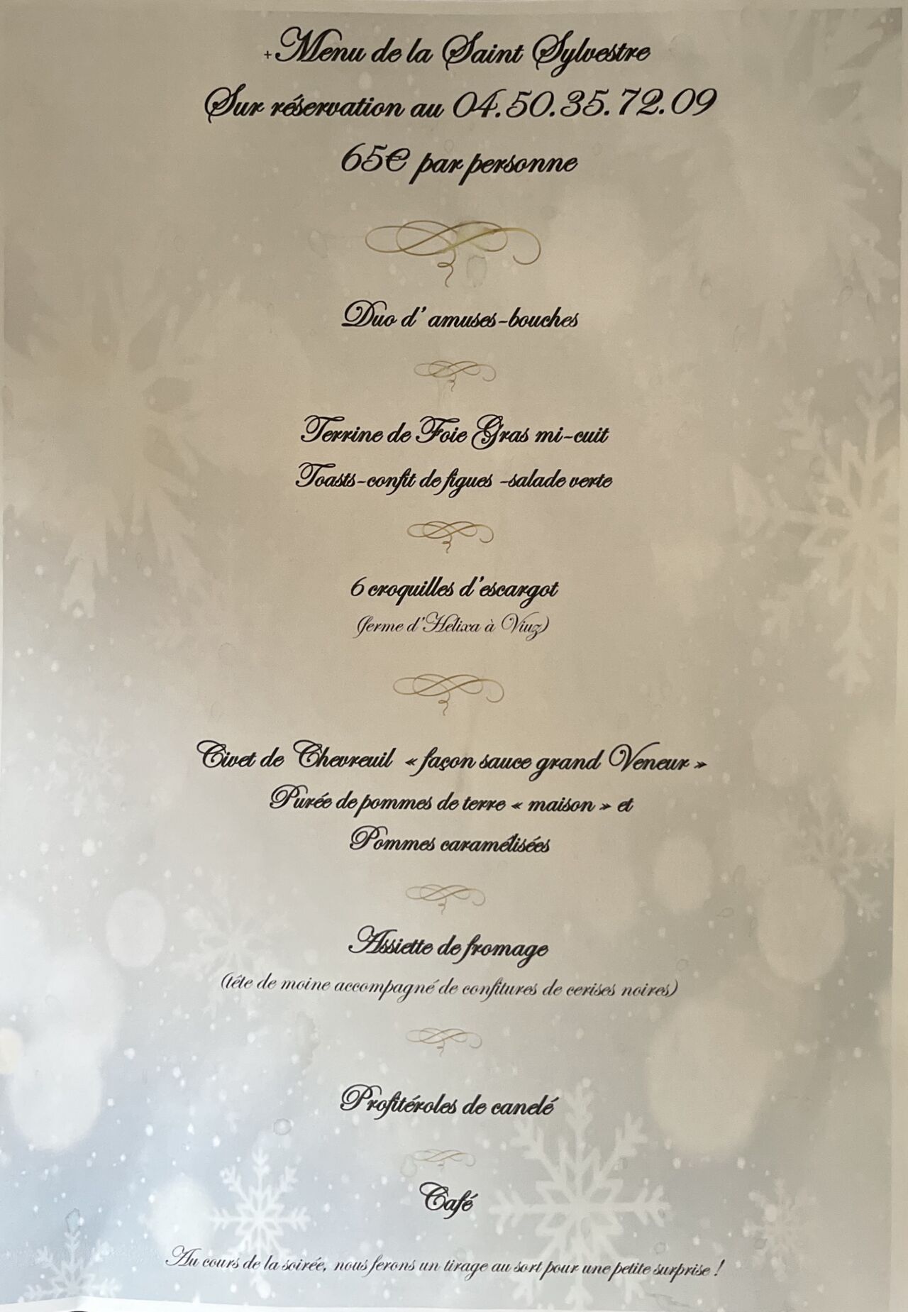 MENU de la saint sylvestre ( 31 décembre )
