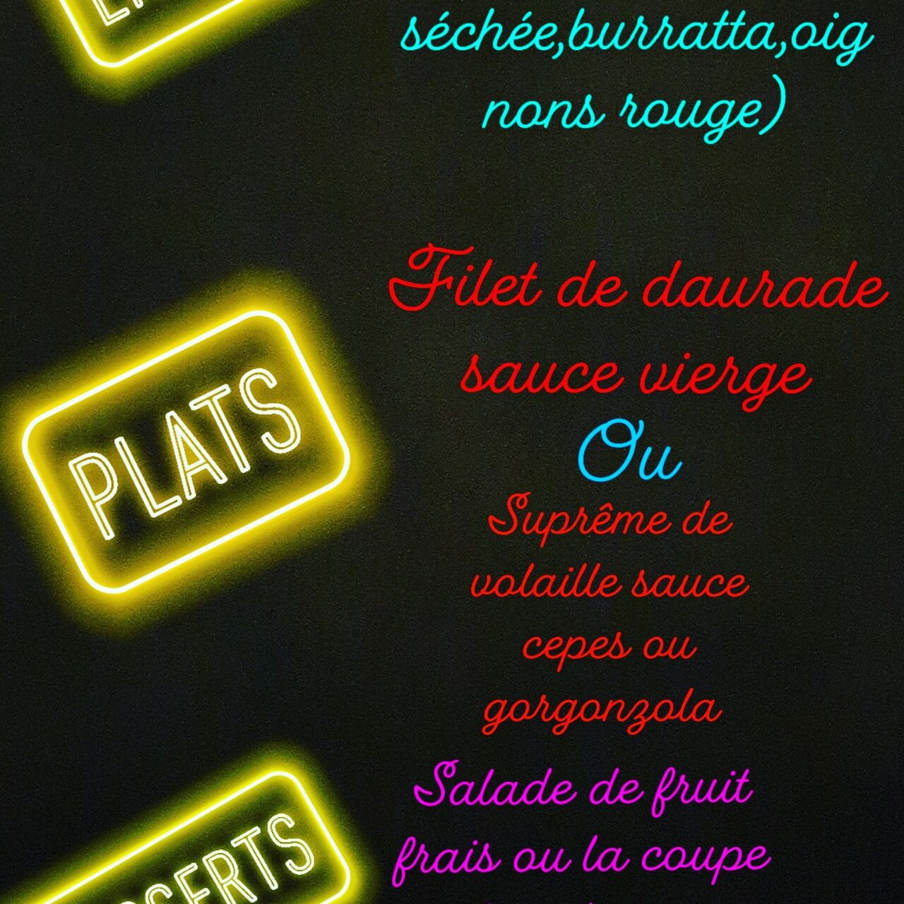 Menu fête de la musique