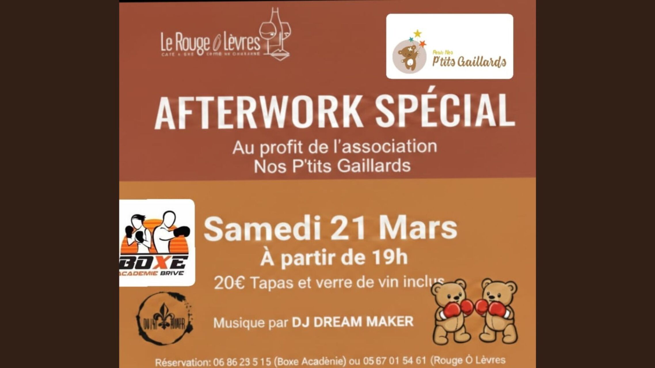 Samedi 21 Mars AfterWork avec la Boxe Académie pour Nos Petits Gaillards