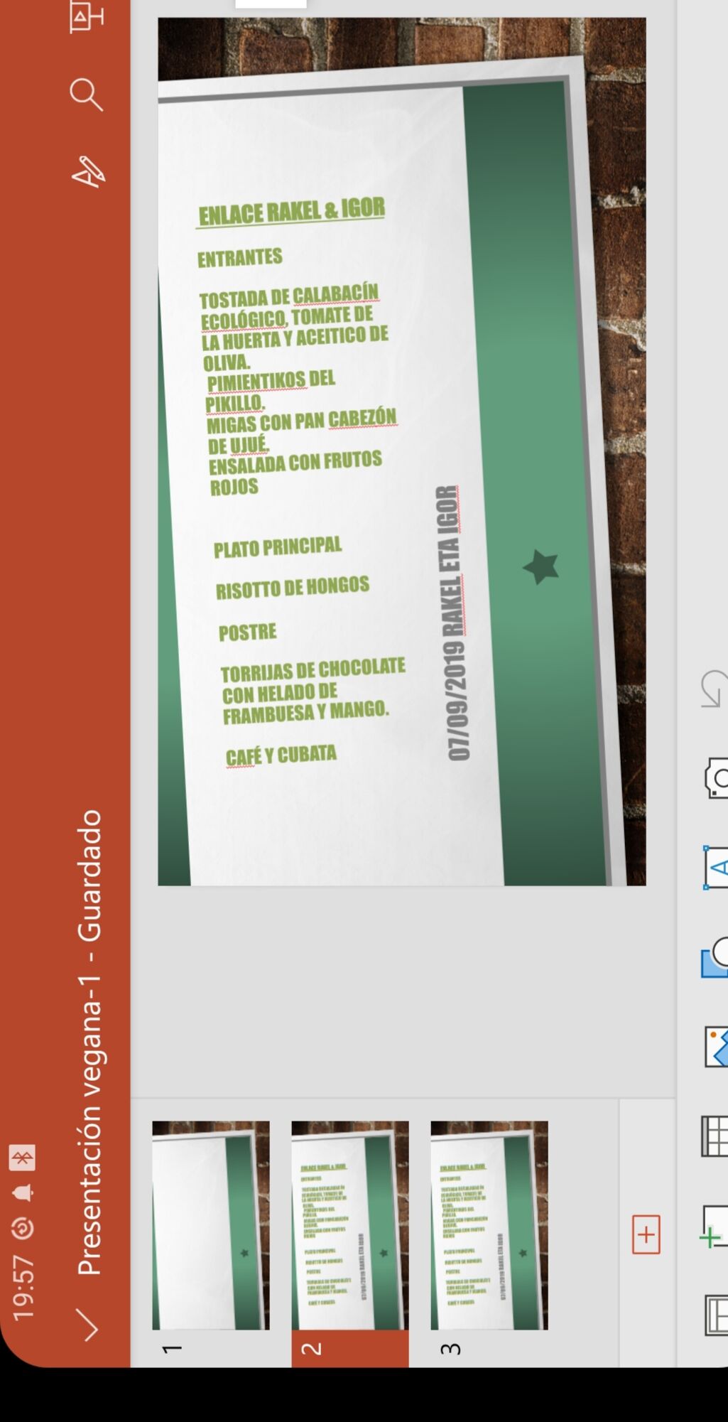 Menu vegano